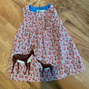 Mini Boden Floral Deer Pinafore Dress